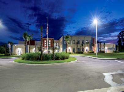 SDIRC J.A.Thompson Administration Complex From the front at night